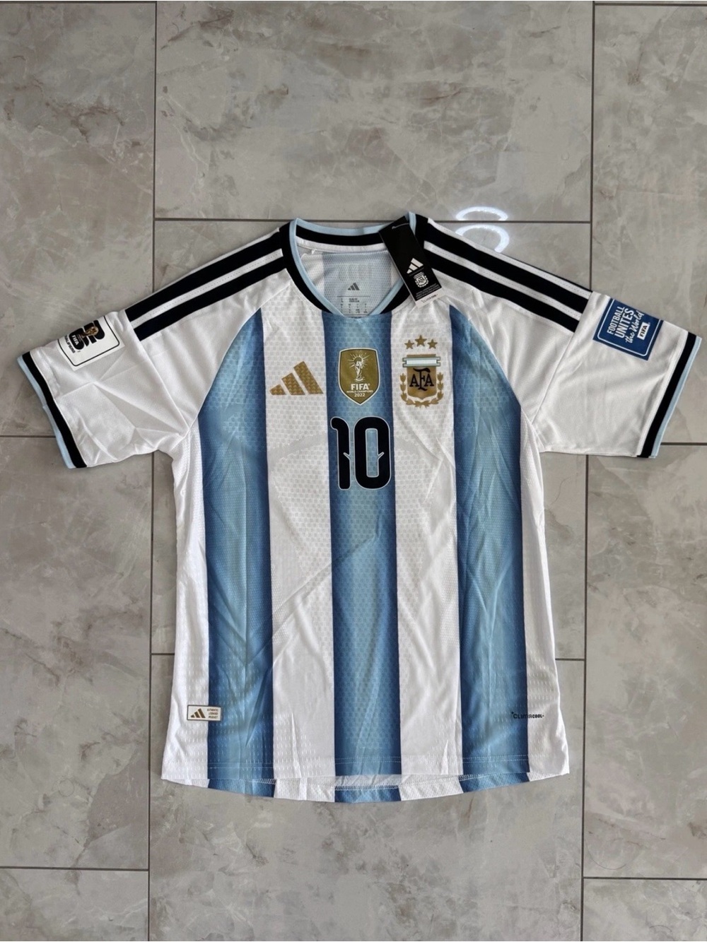 adidas Argentina Blue and White Soccer Jersey #10